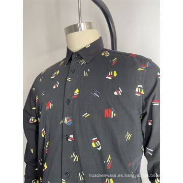 Camisa de manga larga con estampado de algodón 100% Poplin